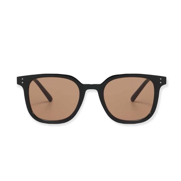 🆕Brown Tinted Lens Retro Black Square Frame Sunglasses - Picture 2 of 4